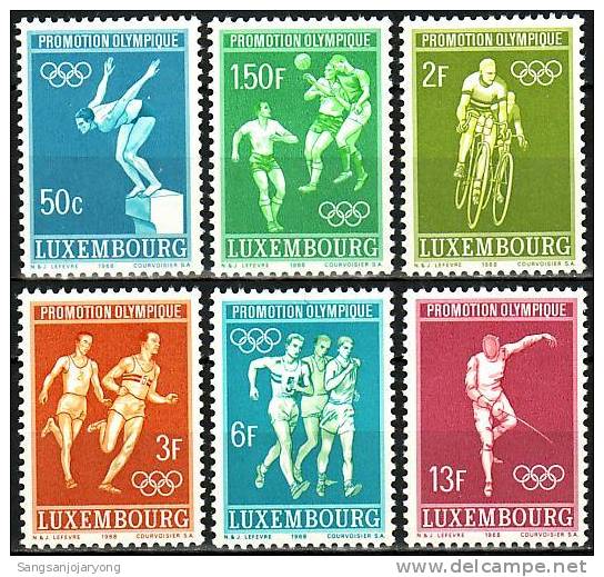 Luxembourg Sc460-5 19th Olympics, Swimming, Soccer, Bicycling..., Jeux Olympiques - Ete 1968: Mexico