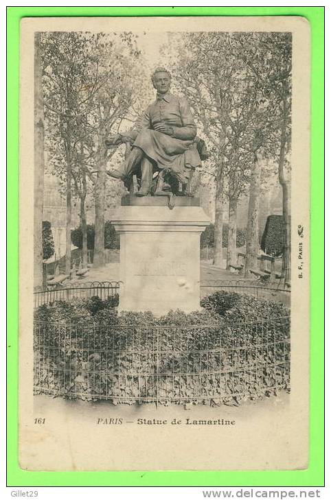 PARIS (75) -  STATUE DE LAMERTINE - B.F. - DOS NON DIVISÉ - - Andere Monumenten, Gebouwen