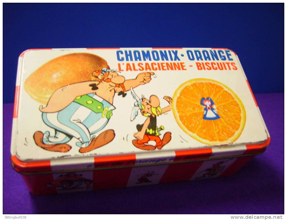 ASTERIX. BOÎTE A BISCUITS CHAMONIX ORANGE. L'ALSACIENNE. Dargaud 1967 - Astérix