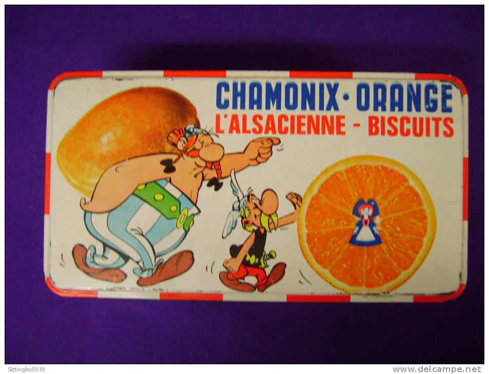 ASTERIX. BOÎTE A BISCUITS CHAMONIX ORANGE. L'ALSACIENNE. Dargaud 1967 - Astérix