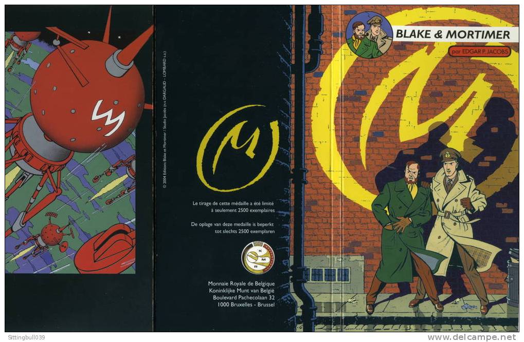 BLAKE ET MORTIMER. MEDAILLE POUR LE CENTENAIRE DE LA NAISSANCE DE JACOBS. 2004. Tirage Lté. Ed. Blake Et Mortimer/Studio - Blake Et Mortimer