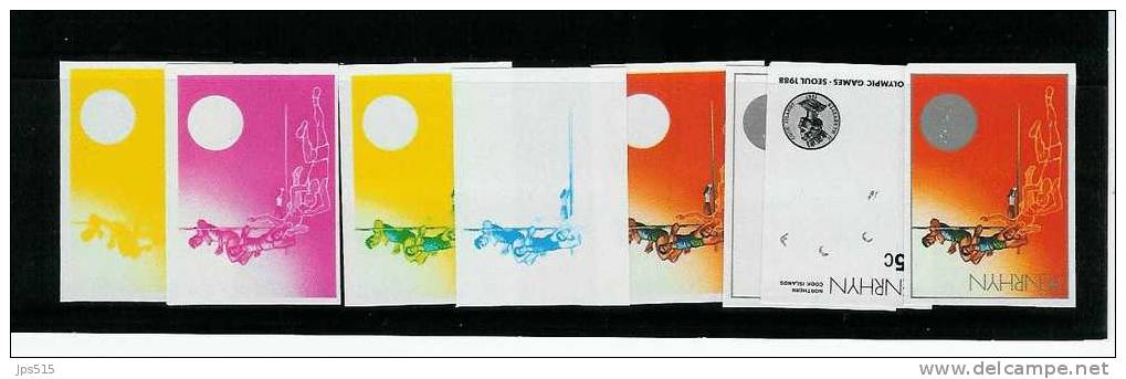 Olympic Games - High Jump - 1988 Penrhyn - Set Of 8 Color Proofs - Very Scarce As Set Of Highjump Only - Summer 1988: Seoul