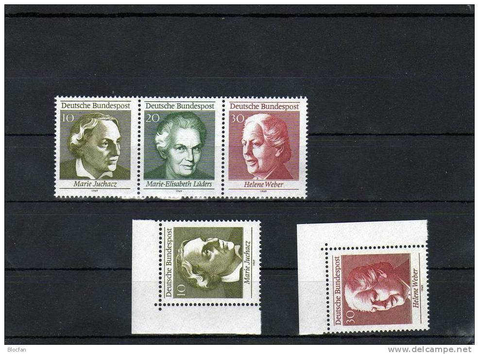 Wahlrecht Für Frauen In Deutschland 1969 BRD 596/8, ZD, 2xER Plus Block 5 ** 4€ Blocchi Bloc Woman M/s Sheet Bf Germany - Fête Des Mères