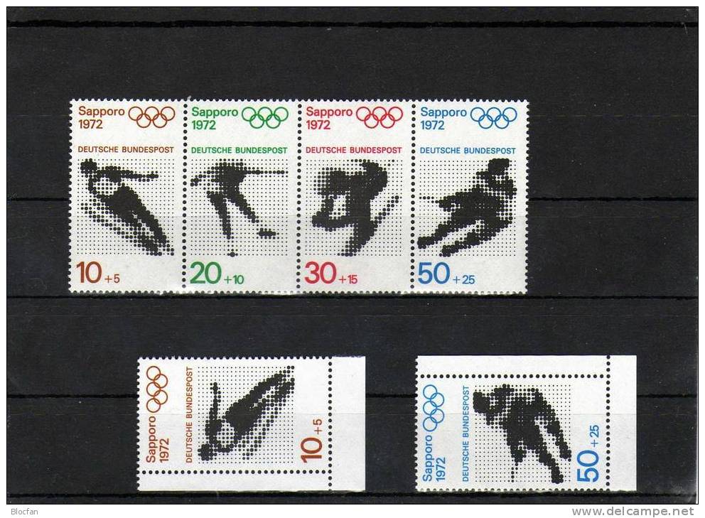 Winter - Olympiade In Sapporo BRD 684/7, ZD, ER + Block 6 ** 16€ - Winter 1972: Sapporo