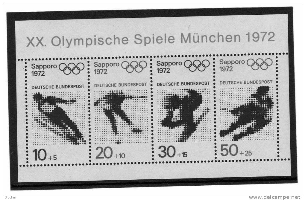 Winter - Olympiade In Sapporo BRD 684/7, ZD, ER + Block 6 ** 16€ - Winter 1972: Sapporo