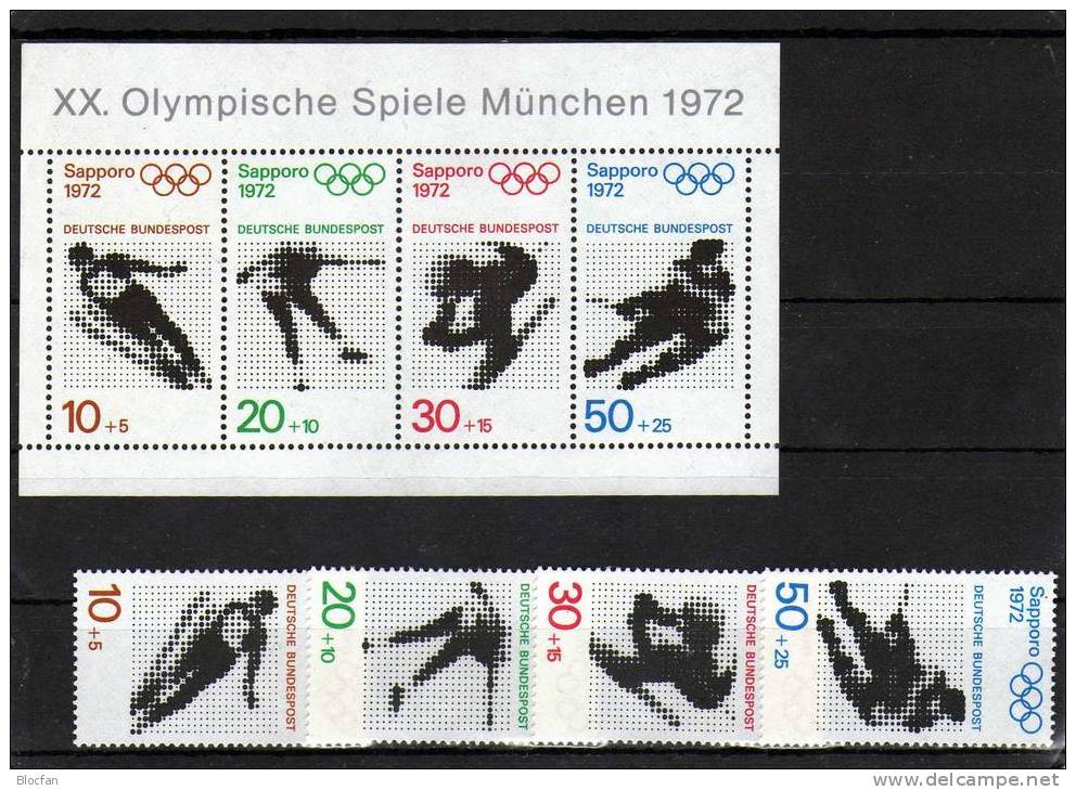 Winter - Olympiade In Sapporo BRD 684/7, ZD, ER + Block 6 ** 16€ - Winter 1972: Sapporo