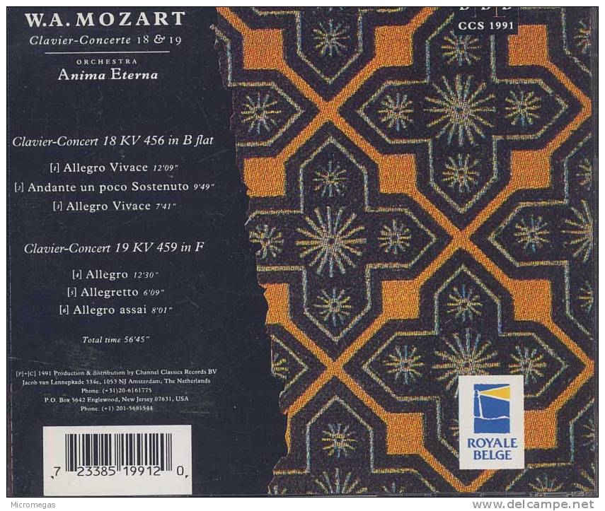 Mozart : Concertos Pour Piano 18 & 19, Immerseel - Classique