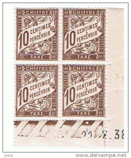 10c Taxe Yvert 29, A De A+B Du 21-2-38, Timbres * - Portomarken