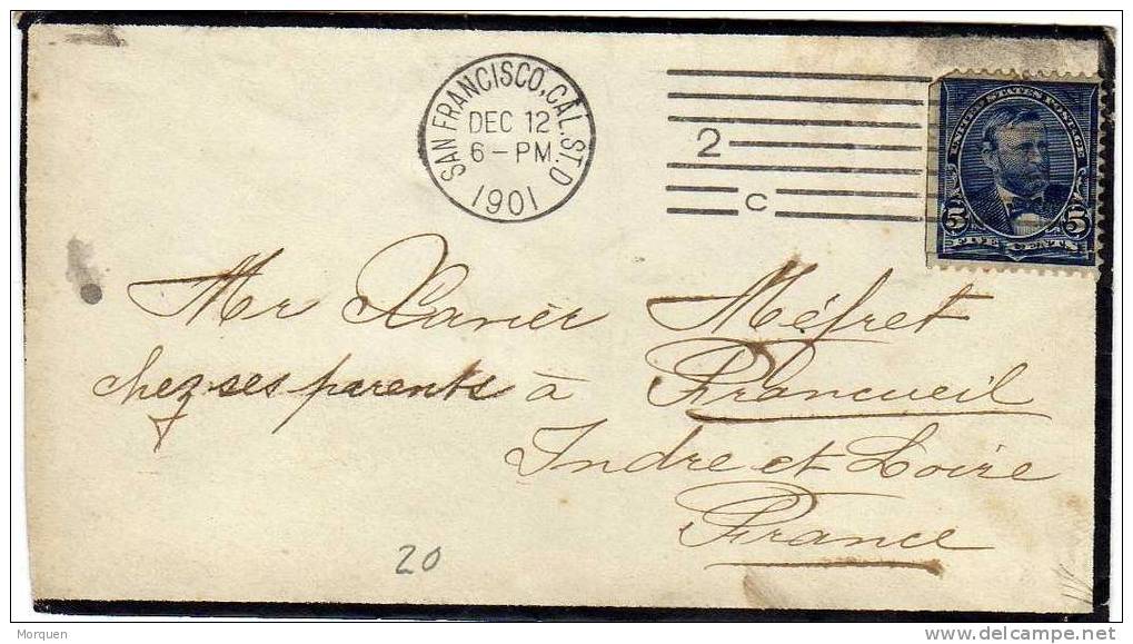 1339. Carta Luto San Francisco (California) 1901 A Francia - Covers & Documents