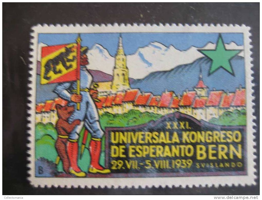 1 Esperanto  Kongresso BERN- 1sluitzegel Fresh 1939 - Esperanto