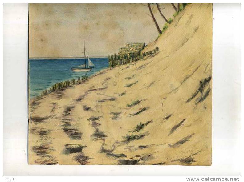 - COTE ATLANTIQUE . AQUARELLE  SIGNEE DATEE1948 - Wasserfarben