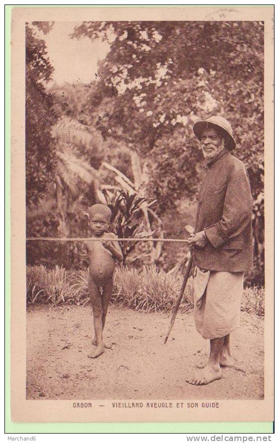 AFRIQUE.GABON.VIEILLARD AVEUGLE ET SON GUIDE - Gabun