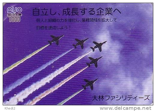 Carte Prépayée Japon - AVION Militaire Escadrille - Airplane Plane Military Japan Quo Card - Flugzeug - 99 - Avions