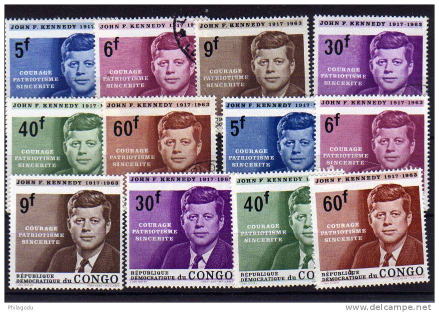 Congo 1964,  Président « John Kennedy », 567/572** Neuf  & Oblitérée - Kennedy (John F.)
