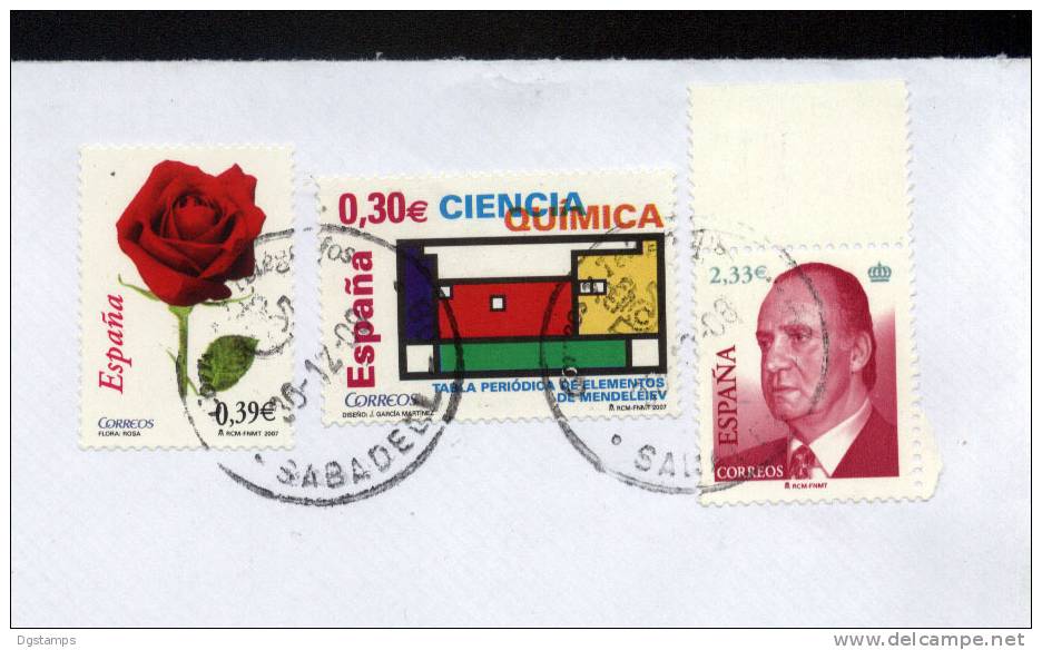 España 2007, Sobre Circulado A Bolivia. Rosa, Ciencia Química, Tabla Periódica Mendeleiev, S.M. Juan Carlos I. Ver - Química