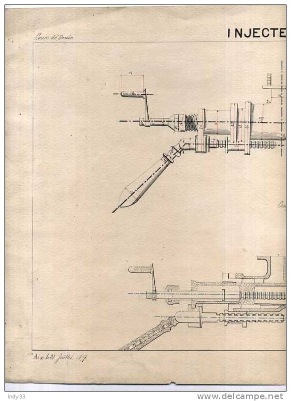 - INJECTEUR GIFFARD . ENCRE DE CHINE SIGNEE ET DATEE 1897 - Máquinas