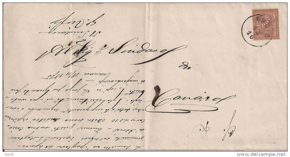 LETTERA  DA  ADRIA ROVIGO CANARO  / VIAGGIATA 18/11/ 1875 . TIMBRO TONDO ADRIA  /  ROVIGO. - Franchise