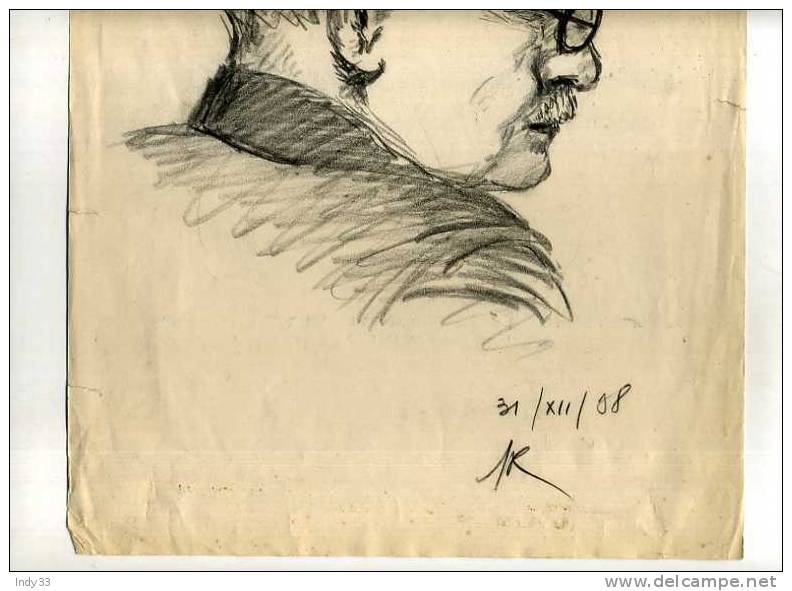 - PORTRAIT D´HOMME DE PROFIL . DESSIN SIGNE ET DATE - Zeichnungen