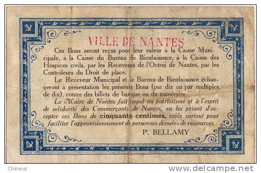 BILLET 50 CENTIMES  CHAMBRE DE COMMERCE DE NANTES - Chamber Of Commerce