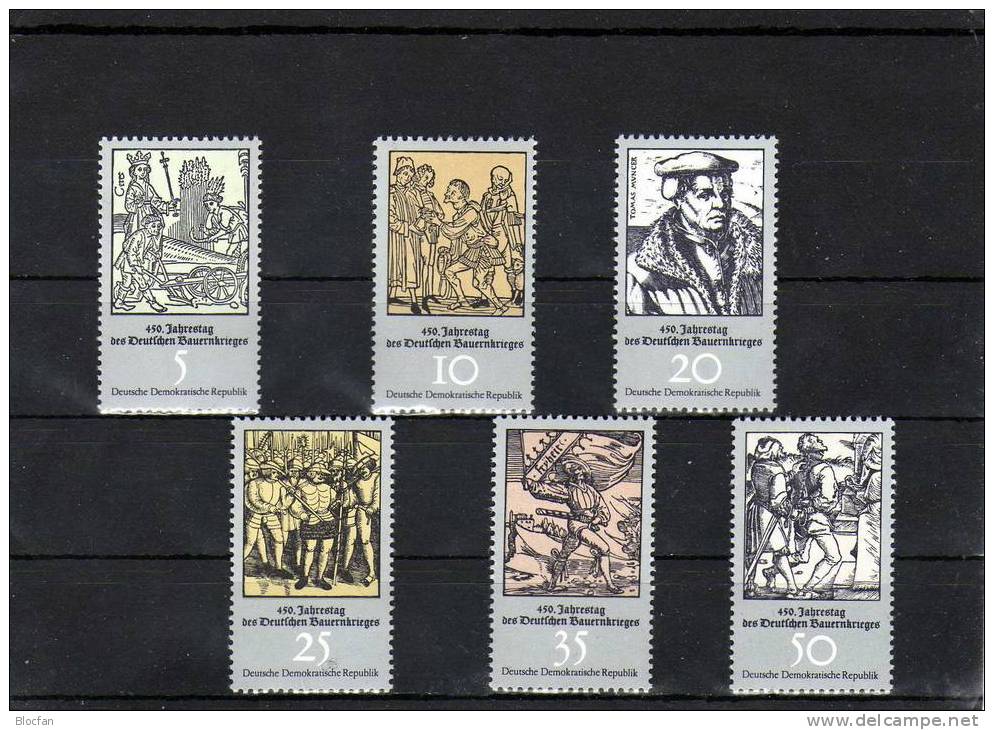 Zusammendrucke 450 Jahre Bauernkrieg DDR 2013/8, ER, 12ZD + 6-KB ** 27€ - French Revolution