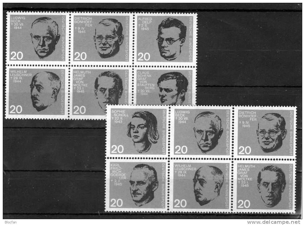 Widerstand Gegen Hitler 1944 BRD 431/8,4xER,3xVB,2x6-Block,8-Block+Bl.3 ** 51€ Blocchi Hb Ms Resistance Sheet Bf Germany - De Gaulle (Général)