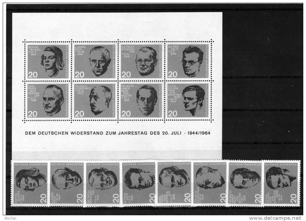 Widerstand Gegen Hitler 1944 BRD 431/8,4xER,3xVB,2x6-Block,8-Block+Bl.3 ** 51€ Blocchi Hb Ms Resistance Sheet Bf Germany - De Gaulle (Général)