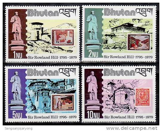 Bhutan Sc305-8 Rowland Hill, #155D,155G,155C, GB #81 - Rowland Hill