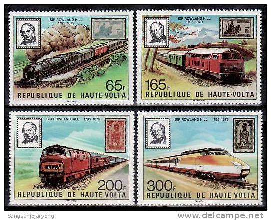 Burkina Faso Sc501-4 Rowland Hill, Train, #56-7, 59-60 - Rowland Hill