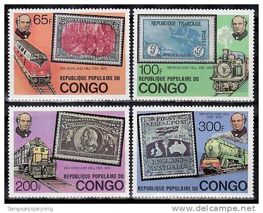 Congo Sc499-502 Rowland Hill, Train, DE #78, US #245... - Rowland Hill