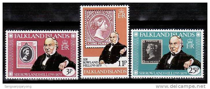 Falkland Sc291-3 Rowland Hill, #121, 1, Penny Black - Rowland Hill