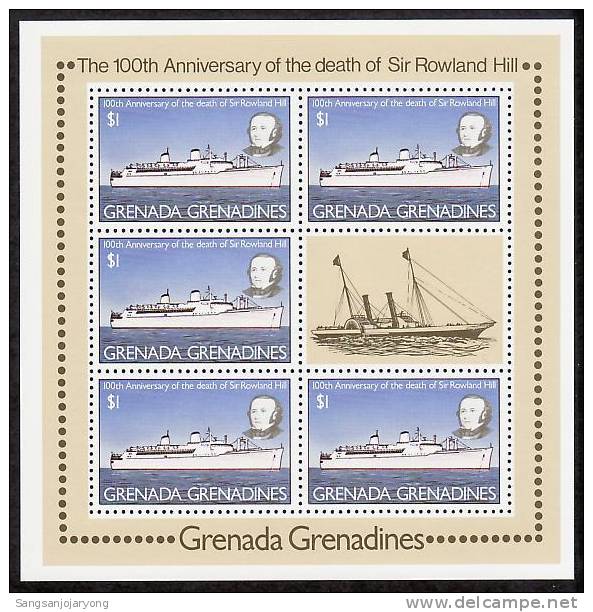 Grenada Grenadines S/S Sc329 Rowland Hill, Ocean Liner - Rowland Hill