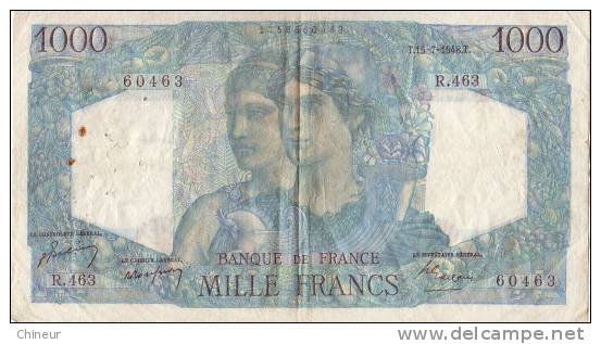 BILLET 1000 FRANCS MINERVE ET HERCULE 15/07/1948 - 1 000 F 1945-1950 ''Minerve Et Hercule''