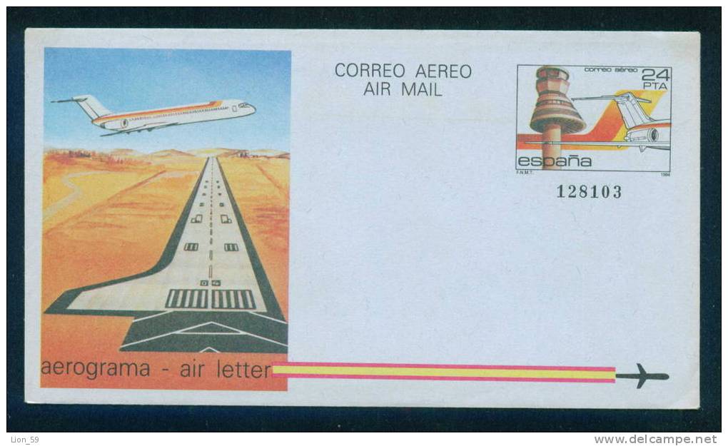 Spain AEROGRAMME Postal Stationery 1984 AIRPLANE  / Ae 82 - 1931-....