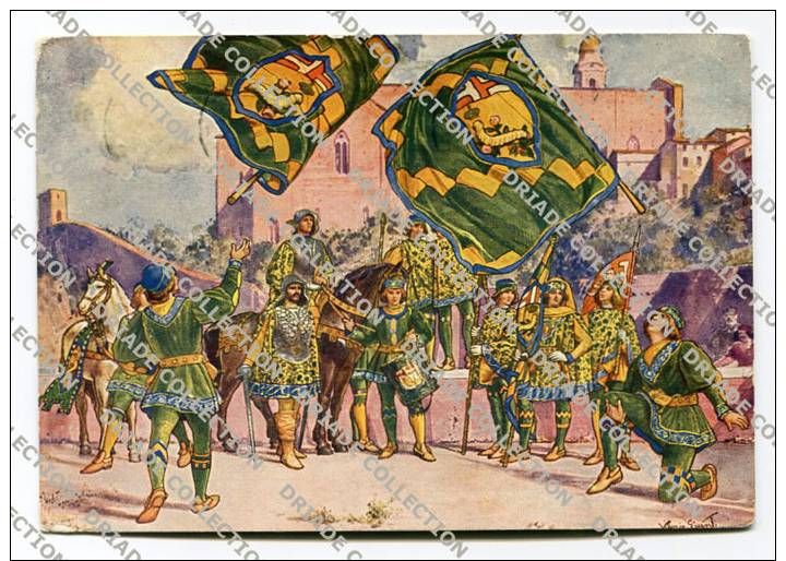 CARTOLINA FORMATO GRANDE DI SIENA PALIO CONTRADA BRUCO ILLUSTRATORE GIUNTI - Siena