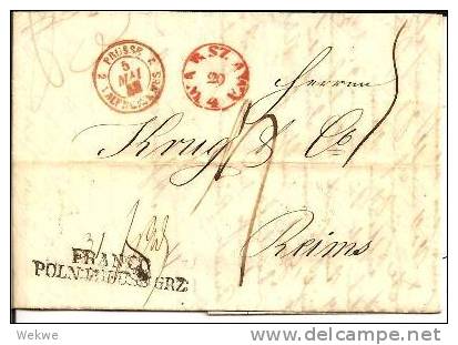 Pol095  - POLEN  -  Warschau-Reims 1848. Franco Preuss. Grenze. - ...-1860 Prefilatelia