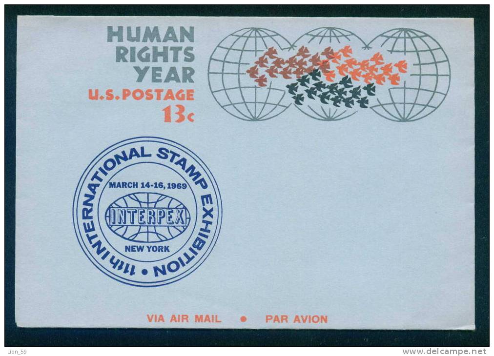 America United States AEROGRAMME Postal Stationery 1969 11 INTERNATIONAL STAMP EXHIBITION / Ae 115 - 1961-80