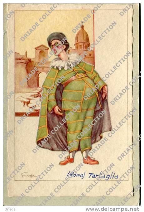 CARTOLINA TEMATICA COSTUME CARNEVALE TARTAGLIA ROMA ILLUSTRATORE LERSCHY - Costumi