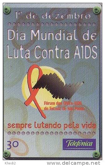 Télécarte Brésil  Santé Médecine - Journée Mondiale De La Lutte Contre Le SIDA - AIDS Brazil Phonecard - 07 - Publicidad
