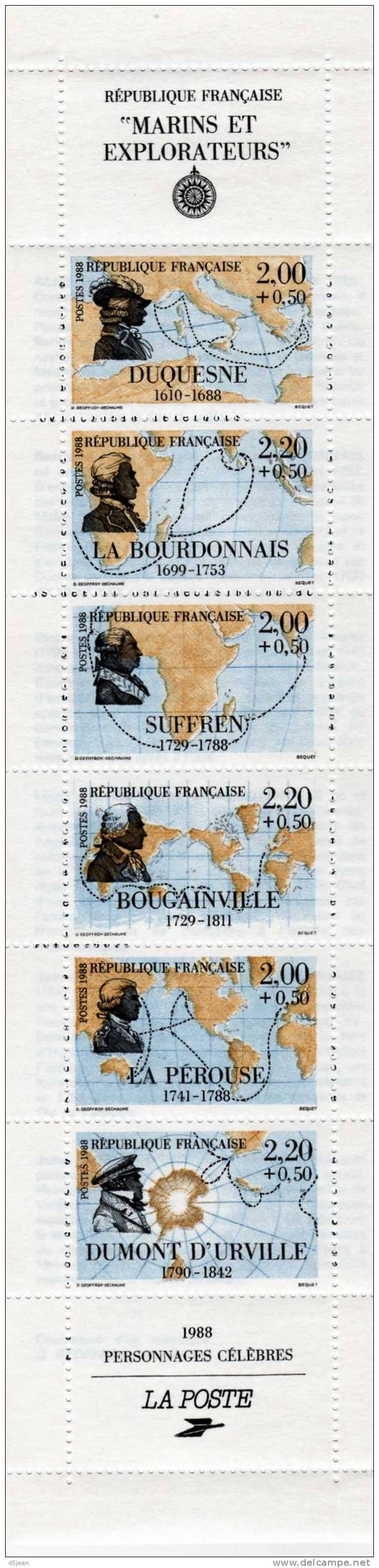 France: 1988 Carnet Personnages Non Plé Neuf**,"marins Et Explorateurs" - Personnages