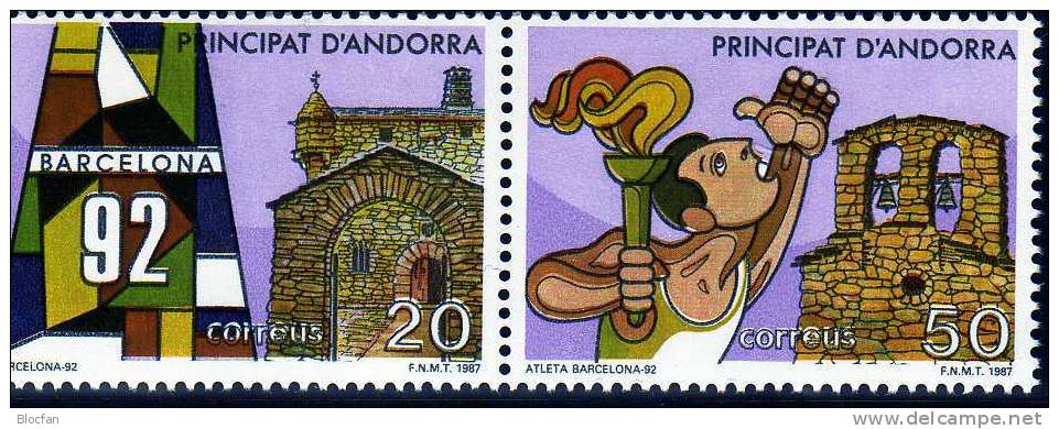 Olympiade Barcelona Historische Bauten Andorra 195/6 + Block 1 ** 10€ - Zomer 1992: Barcelona