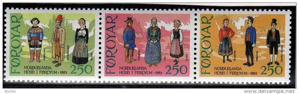 Kultur-Haus Des Nordens 1983 Trachten Dänemark Färöer 90/2+Block 1 ** 24€ Bloque Hojas Art Bloc Costume Sheet Bf Danmark - Costumes