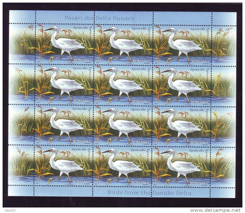 BIRD CIGOGNES ,2009 MINISHEET , X12, MNH,ROMANIA. - Cigognes & échassiers