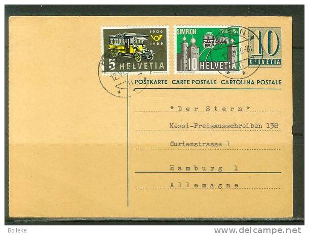 Suisse  -  Trains  -  Entier Postal De 1956  -  Car Postal  -  Cor Postal  -  Tunnel - Briefe U. Dokumente