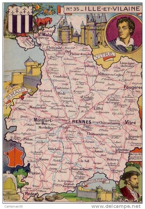 35 - Ille Et Vialaine Carte Du Département - Rennes, Vitré, St-Malo, Redon, Fougères, Combourg, Plélan, Janze, Antrain - Saint-Suliac