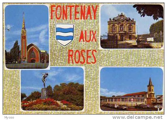 92 FONTENAY AUX ROSES  L'Eglise Stanislas La Mairie Le Parc Eglise St Pierre St Paul Et La Salle Des Fetes - Fontenay Aux Roses