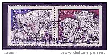 SWEDEN  - FAUNA - LEOPARD - Yvert # 1971a - Se-tenant Pair - VF USED - Oblitérés