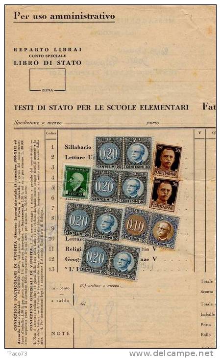 17.10.1944 Imperiale Cent.30 X 2 Uso Fiscale (PA) - Marcophilie