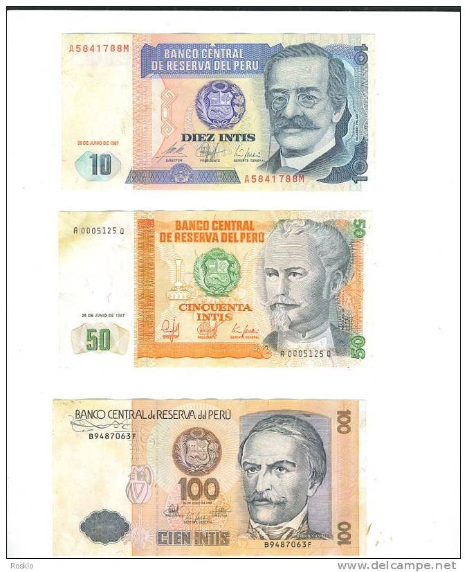 PEROU    / UN LOT DE 6 BILLETS  BEL ETAT ONT SERVIS - Peru