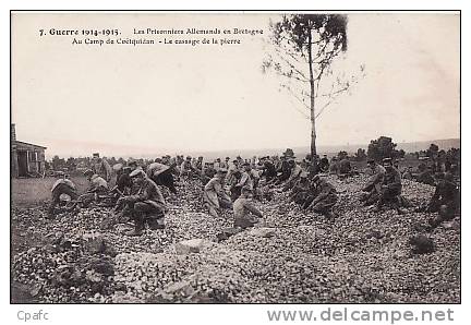 Carte Guerre 1914 Prisonniers Allemands Au Camp De Coetquidan - Cassage De La Pierre - Guer Coetquidan