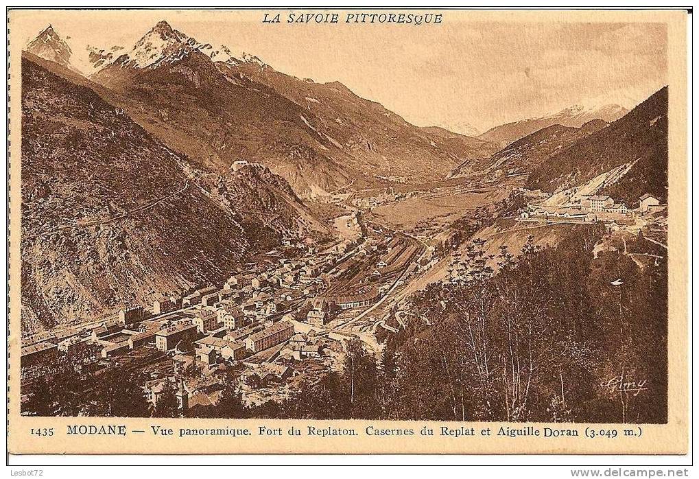 Cpa, Modane (Savoie), Vue Panoramique, Fort Du Replaton, Casernes Du Replat Et Aiguille Doran - Modane